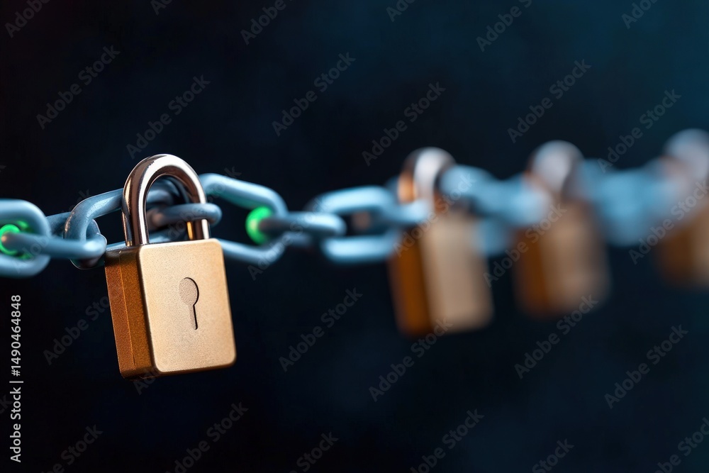 Poster padlocks and chain depicting data and internet security