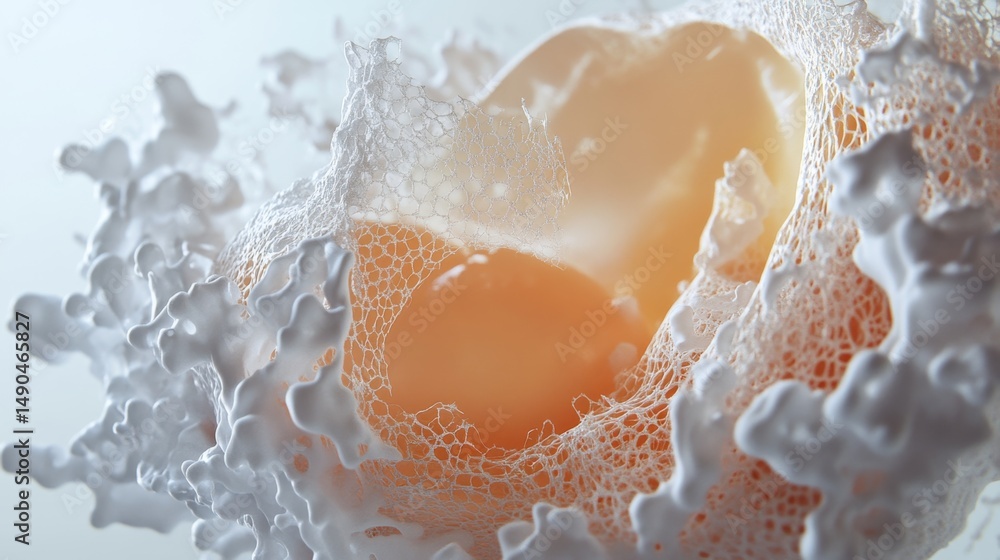 Aufkleber artistic visualization of eggshell membrane with bubbles and texture