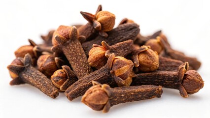 Obraz premium Dried cloves arranged artfully, showcasing their unique shape and texture.