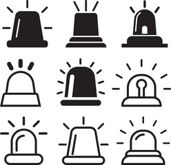 Siren icon vector icon set black filled and outlined style.