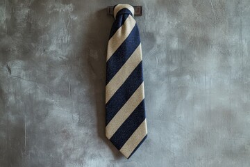 Fototapeta premium Elegant striped necktie on a textured wall.