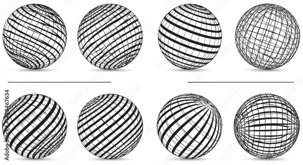 Poster geometric globes vector spheres art pattern modern line art visual design shapes background