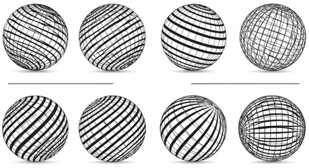 Geometric globes vector spheres art pattern modern line art visual design shapes background