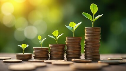 interest rates and dividends, investment returns, income, retirement Compensation fund, investment, dividend tax, upward direction percentage symbol. saving money for investment.