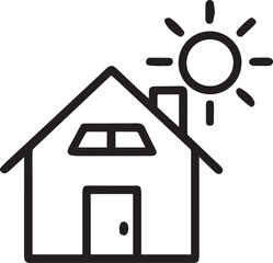 Outlined Solar Energy Home Icon – Modern Rooftop Panel Design