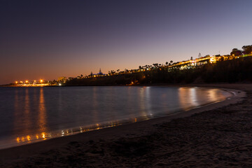 Naklejka premium Evening landscape by the sea in Beverly park Relaxia Gran Canaria Spain