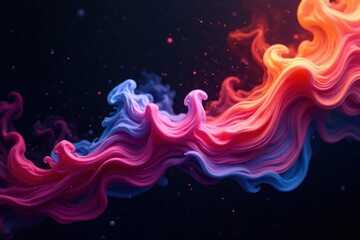 Abstract Swirling Hues of Pink, Coral, and Blue in a Dark Background