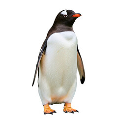 Fototapeta premium Full-body portrait of a penguin standing, on transparent background, PNG file