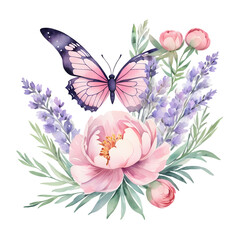 Romantic Butterfly Flowers PNG | Spring Garden Sublimation Clipart