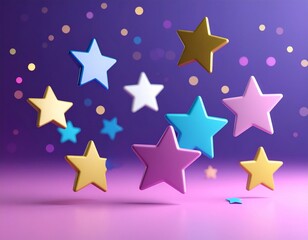 Obraz premium カラフルな星がちりばめられた背景