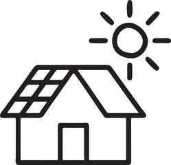 Vector Line Icon of Eco-Friendly Solar Home Design