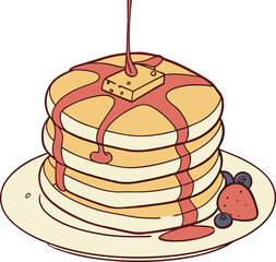 Pancakes Silhouette Design for Digital Crafts. Pancakes Silhouette Design for Printing and Cut Files. Cute Pancakes Silhouette Design