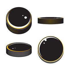 Hockey puck isolated on white background. The sports concept
