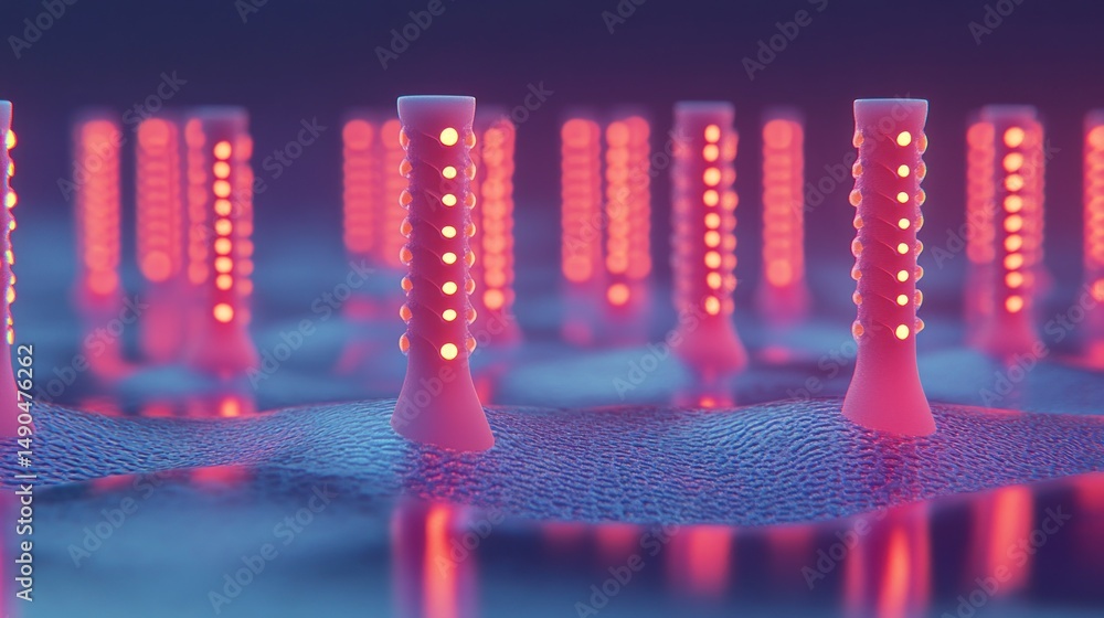 Poster abstract glowing structures on a textured surface
