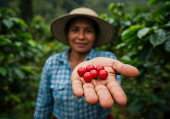 young woman picking raspberries