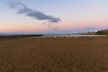 El Veril beach. Evening landscape by the sea in Beverly Park, Relaxia, Gran Canaria, Spain