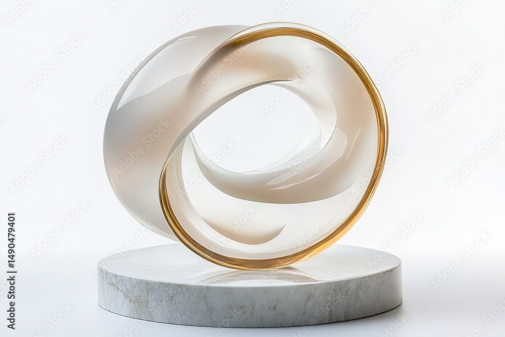 Poster abstract circular sculpture with translucent forms.