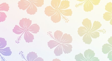 Pastel Rainbow Hibiscus Flower Pattern Background