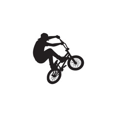 Obraz premium silhouette of a person playing bmx, editable vector image