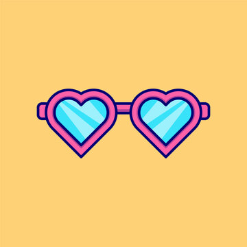 Heart-Shaped Sunglasses on Sandy Beach with Tropical Vibes