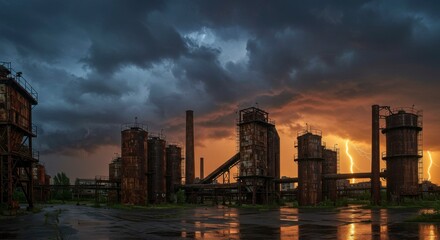 Obraz premium Industrial Sunset Storm
