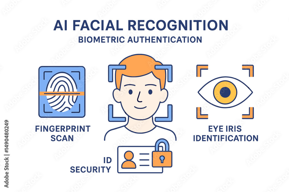 Aufkleber biometric authentication methods including facial recognition, fingerprint scanning, and eye iris id