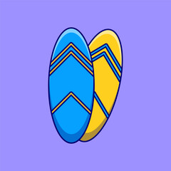 Colorful Surfboard on Beach &ndash; Summer Ocean Cartoon Illustration