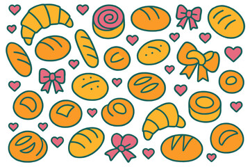 Colorful vector illustration of baked goods and decorative elements for festive occasions