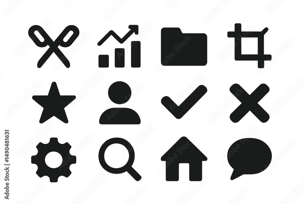 Poster vector illustration featuring a collection of various icons in a minimalistic style for design and d