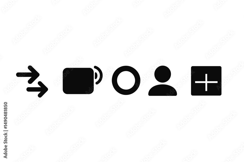 Poster vector illustration depicting various digital icons related to media and user interactions for onlin