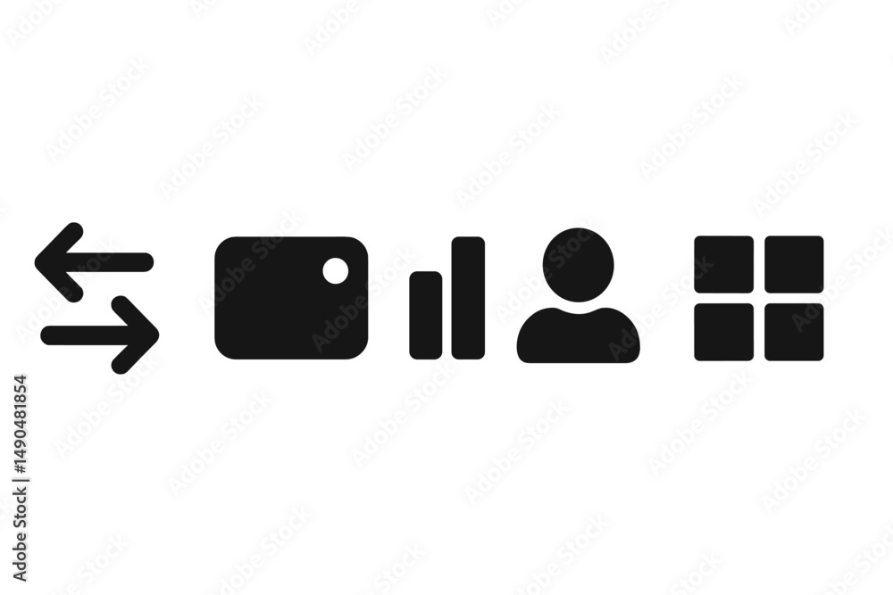Fototapete Digital icons representing various functionalities for user interface design in modern applications and software