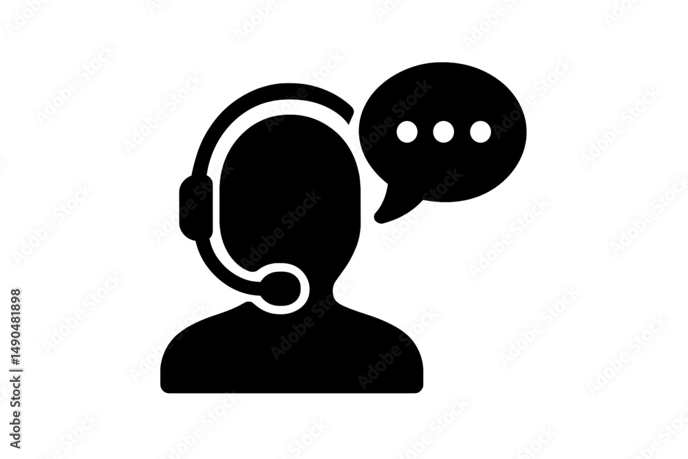 Poster customer service representative using a headset to assist clients with inquiries and provide support