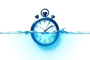 A blue clock is floating in a body of water