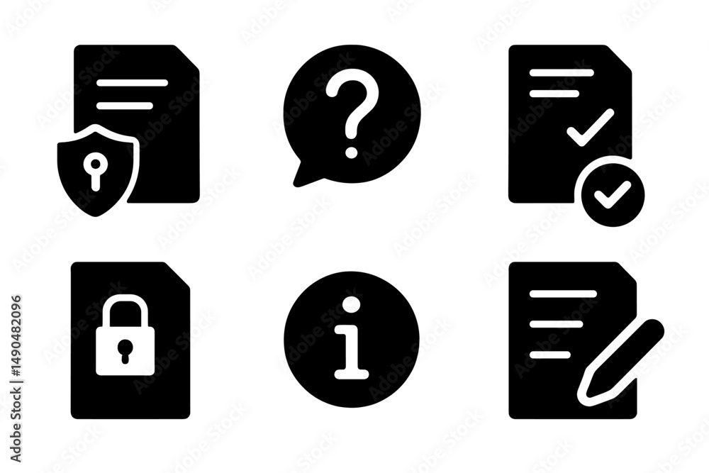 Poster security and information icons displayed in a vector illustration for digital data protection and ma