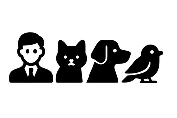 Vector illustration of a person with a cat, dog, and bird displaying companionship and diversity in pets and relationships