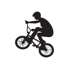 Obraz premium silhouette of a person playing bmx, editable vector image