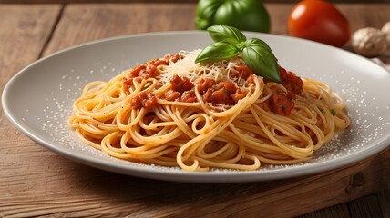 Delicious Italian Spaghetti with Bolognese Sauce and Cheese