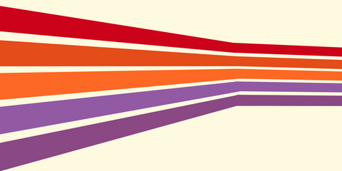 Abstract colorful 70s background vector. Vintage retro wallpaper with rainbow stripes and wavy lines. A 1970 color illustration suitable for posters, banners, decorative items and wall art.