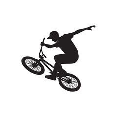 Obraz premium silhouette of a person playing bmx, editable vector image