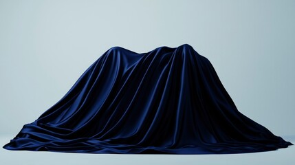 Dark blue draped fabric, elegant product presentation