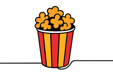 Popcorn bucket with fluffy kernels in bright colors perfect for movie night or event snacks