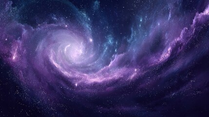 Obraz premium A swirling purple galaxy glows with countless stars and cosmic dust in the vastness of outer space.
