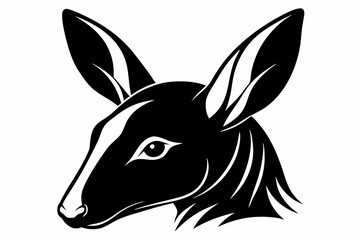 aardvark head silhouette line art vector illustration with a white background