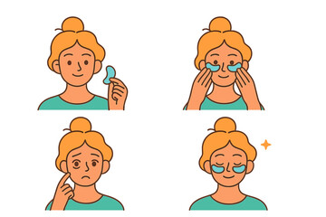 Relaxing skincare routine with a woman applying eye patches for rejuvenation and freshness