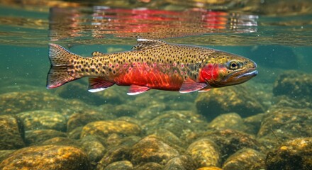 Naklejka premium Underwater Trout in Clear Stream