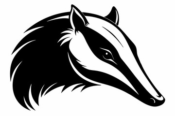 armadillo head silhouette line art vector illustration with a white background