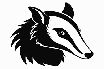 armadillo head silhouette line art vector illustration with a white background