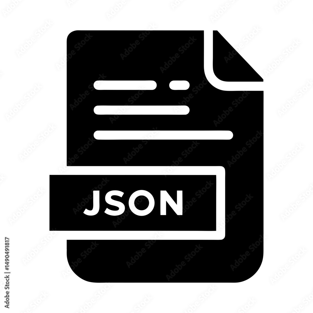 Poster json file icon silhouette