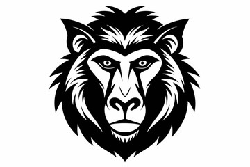 Fototapeta premium baboon head silhouette line art vector illustration with a white background