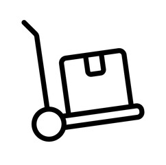 Package trolley vector. Hand truck with box icon illustration.